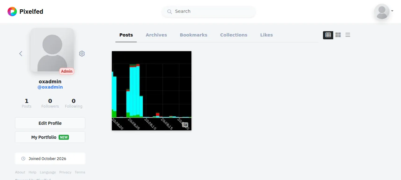 The oxadmin profile with the uploaded post